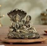 fine brass-vishnu laxmi-sitting
