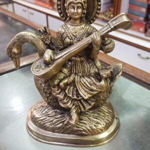 Godess Saraswati-Sitting on Swan -Exquisite Handcrafted Brass Statue for Home Decor & Vastu