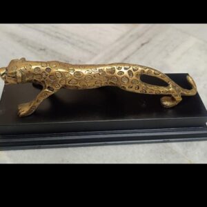 Brass Jaguar with wooden stand