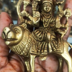 Maa Durga-Sitting on Lion -Exquisite Handcrafted Brass Statue for Home Decor & Vastu