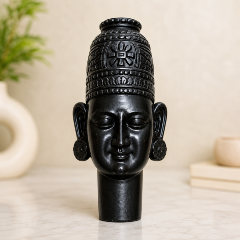 Handcrafted Marble Khatu Shyam Ji Sheesh Statue | Custom Painted Hindu Deity Idol for Home Temple & Decor