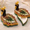 Handcrafted Marble Peacock Roli Chawal Tilak Chopra – Decorative Kumkum Sindoor Box for Pooja & Gifting (Various Designs)